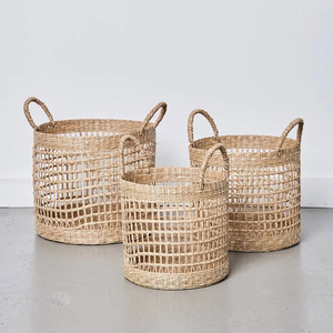 Rond ouvert tissage jonc de mer garde-manger pain conteneur de stockage panier gros raphia paniers pour la décoration de la cuisine - Product Image 5