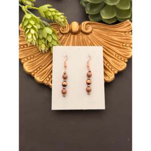 Navajo Ethnic Style Copper Graduated <b>Machine</b> Made Pearls Strung Dangle Drop Earrings with <b>Ball</b> Shape <b>Ball</b> - Product Image 1