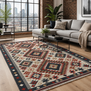 Netline Home Ember Diamonds Warm Brown Heritage <b>Washable</b> <b>Rug</b> - Product Image 3