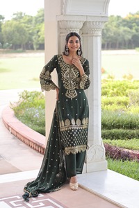 Tenue traditionnelle indienne, costume Sharara en tissu fantaisie à fleurs, avec broderie, costume Salwar Kameez avec dupatta fantaisie - Product Image 2