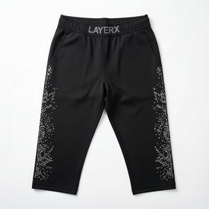 Women Custom Hot <b>Y2K</b> Skinny Winter High Elastic Waist Polyester/Cotton <b>Shorts</b> Rhinestone Solid Pattern Full Length Streetwear - Product Image 2