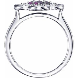 Clover <b>Ring</b> <b>Dainty</b> 10K Gold Platinum Rhodium Plated Gemstone Inlay Featuring Turquoise Ruby Zircon Pearl Main for Everyday Wear - Product Image 2