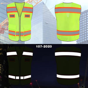 Chaleco de seguridad de trabajo de tráfico de poliéster ajustable Chaleco reflectante de seguridad de alta visibilidad Ropa con logotipo personalizado - Product Image 6