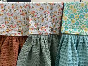 Serviettes de cuisine suspendues en coton ultra absorbant à séchage rapide, motif floral imprimé numérique gaufré, écologiques, promotionnelles - Product Image 5