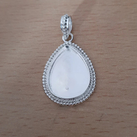 925 argent Sterling pur en forme de poire 7x9 MM, lunette vierge, tasse en métal coulé d'argent, collier de serrage uni, pendentif, recherche de bijoux fournisseur