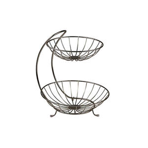 Panier à fruits en fer de haute qualité 2 niveaux pour la cuisine Design élégant support de panier à fruits 2 niveaux avec nickelé pour le rangement à domicile - Product Image 2