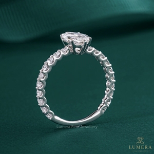 Bague en diamant taille marquise et taille ronde, couleur E, clarté VS1, or 9k 10k 14k 18k, bijoux de luxe pour anniversaire ou fiançailles - Product Image 5