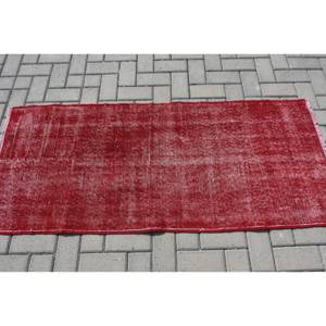 Alfombra de lana Roja turca Vintage con diseño de retazos rectangulares de 23x53 pies, Alfombra de habitación de área grande de látex de 10mm - Product Image 3