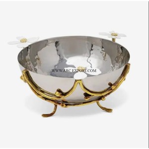 Fábrica al por mayor reutilizable de alta calidad de acero inoxidable Metal oro plata gran fideos tazón de sopa brillante pulido hecho a mano - Product Image 2