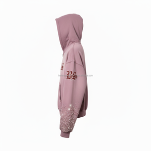 Sweat à capuche d'hiver épais à fermeture éclair polaire lourde 480 GSM coton doux mélange de polyester couleur rose broderie personnalisée logo basics sweats à capuche - Product Image 5