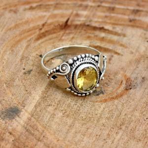 Mejor diseño Natural citrino piedra preciosa cabujón anillo hecho a mano 925 plata esterlina sólida rodio boda joyería 925 Plata estampada - Product Image 3