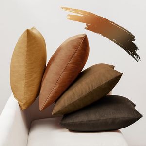 Terciopelo marrón suave colores sólidos almohada cojín decorativo para sofá dormitorio sala de estar funda de almohada sin látex - Product Image 4