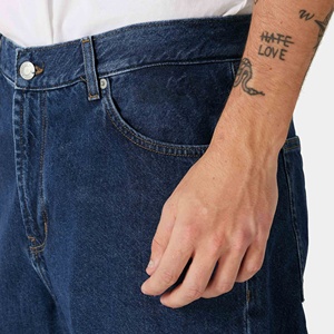 Vente en gros de jeans en denim de style nouveau pour la saison 2025/26, vente chaude, denim brut bleu marine avec logo brodé, coupe ample, jeans pour hommes - Product Image 5
