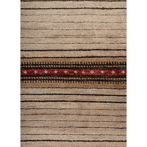 Tapis en laine noué à la main Thyme Beige Marron LCA-881, motif abstrait rayé, pour entrée, couloir, tapis puzzle rectangulaire pour la maison - Product Image 3