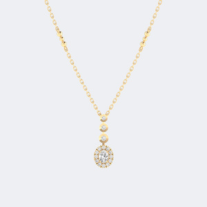 Collar con Colgante de Halo Ovalado Brillante de 0.70CTW, Oro de 14k, Diamante Cultivado en Laboratorio, Corte Mixto, Joyería Única para Mujer - Product Image 5