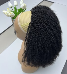 Wholesale Raw Unprocessed Indian Hair Invisible Hairline 4B 4C Afro Kinky Coily 250% Density Drawstring Ponytail 3 in 1 <strong>Half</strong> <strong>Wig</strong> - Product Image 3