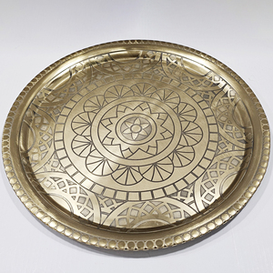 Sang trọng một kích thước lớn Vàng thaali tấm đồ ăn Bộ đồ ăn hiện đại sang trọng sắt đặt bữa ăn tối Bohemian tấm bởi Ấn Độ nhà sản xuất - Product Image 1