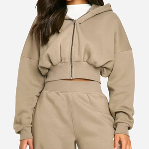 เสื้อครอปผ้าฝ้ายแขนยาวของผู้หญิงเสื้อมีฮู้ดสั่งตัดดีไซน์แฟชั่นเสื้อ2026ลำลองระบายอากาศสำหรับฤดูหนาว - Product Image 2