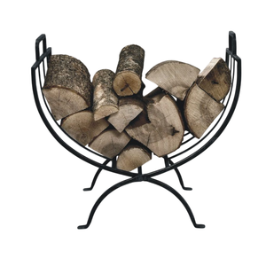 Support de rangement pour bûches de bois de chauffage en métal fer forgé portable de conception standard, couleur noire - Product Image 1