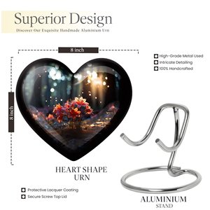 Urna de cremación de recuerdo de corazón de paisaje hermoso de estilo americano, urna funeraria de tapa segura pequeña con almacenamiento de cenizas - Product Image 2