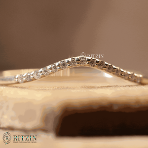 Anillo DE BODA Moissanite Half Eternity de corte redondo para mujer - Product Image 2