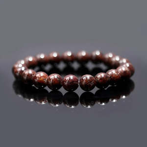 Bracelet de perles de grenat rondes et lisses de 8 mm, 7 pouces, en forme de boule, pour la guérison spirituelle, avec améthyste comme pierre principale, idéal pour un cadeau - Product Image 5