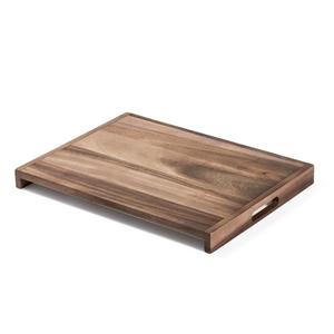 Plateau de service et de rangement rectangulaire élégant en bois massif avec larges poignées ergonomiques, finition lisse, construction durable, parfait pour les aliments - Product Image 2