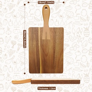Planche à découper et planche à hacher en bois naturel écologique REHMAN CRAFT avec poignée de couteau intégrée, épaisseur 1,5 cm, passe au lave-vaisselle - Product Image 2