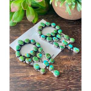 Ella Peters Sonoran Gold Turquoise & Sterling Silver Drop <b>Earrings</b> <b>Post</b> Cluster Dangle Design - Product Image 3