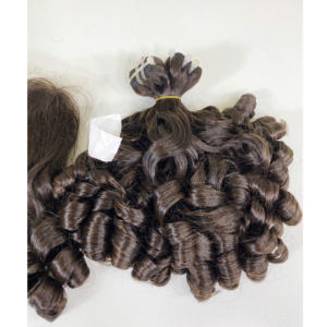 Pelo rizado hinchable Curl ondulado Vietnam Bonestright Bundles Hot Trending Lace Front Peluca transparente teje 5*5 HD Lace Frontal - Product Image 1