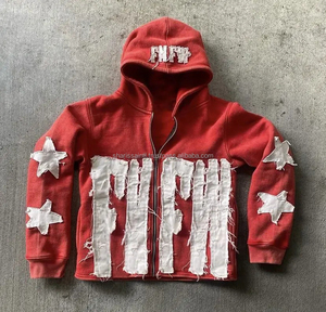 Fabricante personalizado 400Gsm peso pesado grueso desgastado corte y coser cremallera Vintage bordado parche hombres ácido lavado Zip Up Sudadera con capucha - Product Image 4