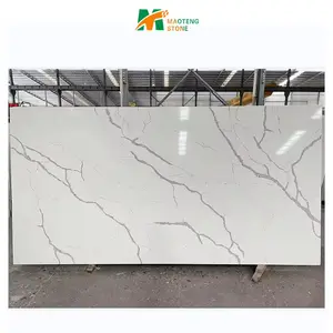 Artificial Quartz Kitchen Table Countertops Slab White Engineered Quartz Stone Slab