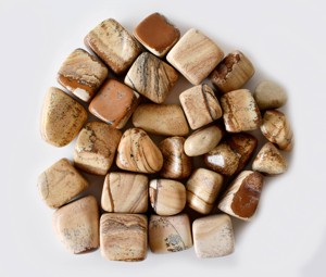 Wholesale Beige Color Picture Jasper Tumbled <b>Stones</b> Healing Carved Bulk Crystal for Decorative Design - Product Image 1