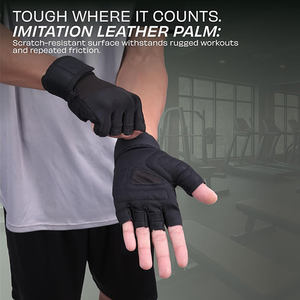 Guantes de cuero genuino para gimnasio, guantes de medio dedo para levantamiento de pesas, entrenamiento, ropa deportiva, guantes de cuero con logotipo personalizado, guantes para gimnasio y Fitness - Product Image 2