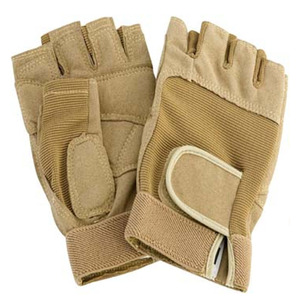 ถุงมือหนังแทคติคอลแบบครึ่งนิ้วสีแทน  บุนิ้วมือ  ระบายอากาศได้ดี  เหมาะสำหรับฝึกซ้อม  ยกน้ำหนัก  กันน้ำ  มีเชือกผูก - Product Image 3