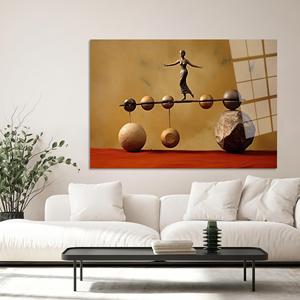 Tableau sur toile imprimé Femme Élégante avec Pierre d'Équilibre : Décoration murale moderne, ART EN VERRE TREMPÉ - Product Image 1