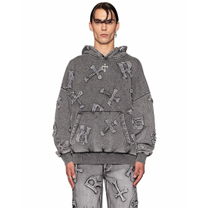 Chándal de peso pesado con estampado de logotipo personalizado, Conjunto de sudadera con capucha y pantalones de chándal de alta calidad para hombre, venta al por mayor - Product Image 5