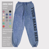 Pantalones Deportivos Streetlab Vintage con Lavado Ácido, Algodón Grueso, Felpa Francesa, Cintura Elástica para Hombre, Estampado Personalizado