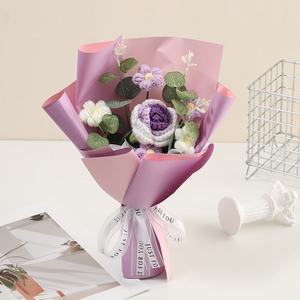 Ramo de Flores Hechas a Mano al por Mayor, Regalos de Ganchillo Transfronterizos, Flores Tejidas para Bodas, Día de San Valentín, Novias, Artificiales - Product Image 5