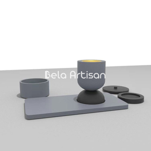 Bela Artisan Tray Set Brûleur d'encens en bois de manguier Bakhoor Jar Mabkhara Box Cadeaux de mariage Diffuseur d'aromathérapie - Product Image 4