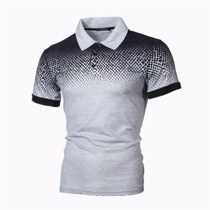 Tissu tricoté respirant à manches courtes pour polo d'été décontracté pour hommes avec haut à carreaux imprimé Style Streetwear - Product Image 6