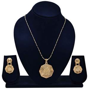 Wholesale <b>14K</b> 18K 24K <b>Gold</b> Filled Forming <b>Chain</b> Pendant Set, Elegant Pendant & Earrings Set, Brass <b>Gold</b> Plated <b>Chain</b> Pendant Set - Product Image 1