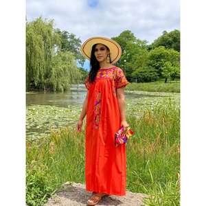 <b>Womens</b> Pink Cotton Embroidered Maxi <b>Dress</b> Handmade Floral <b>Ethnic</b> Long <b>Dress</b> Boho Casual Summer Ladies <b>Dress</b> - Product Image 2