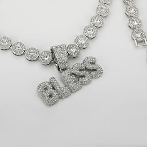 Pendentif en or massif blanc 14 carats avec diamant pour homme Style Hip Hop personnalisé VVS Moissanite Pendentif glacé Bless Plaqué or pour les fêtes - Product Image 6