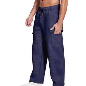 Regular Fit Customized Logo Printing High Waist Lightweight Casual Men's <b>Drawstring</b> Straight <b>Trousers</b> Wholesale - Product Image 2