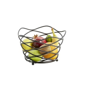 Panier à fruits moderne en fil métallique noir, bol de rangement pour pain décoratif en métal, organisateur de comptoir creux pour légumes, pour cuisine et salle à manger - Product Image 1