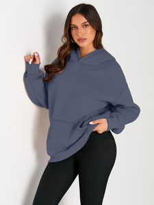 Sweat à capuche polaire brodé de haute qualité pour femme, doublé, respirant, décontracté, grande taille, 100 % coton, pour l'hiver - Product Image 2