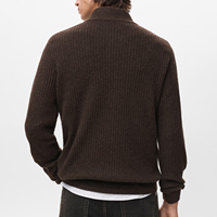 Cardigan Homme Chaud en Acrylique Respirant Anti-rétrécissement à Col Montant Tricoté avec Logo OEM/ODM, Coupe Décontractée, Couleur Unie