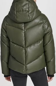 Veste courte en cuir PU vert tendance pour femmes, veste d'hiver épaisse de style streetwear - Product Image 4