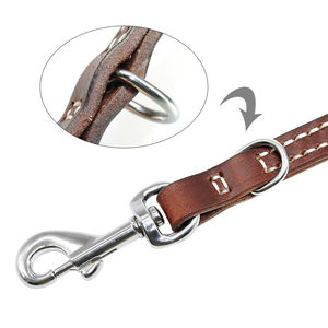 2026 Top Selling High Quality Wholesale Adjustable Cow Leather Luxury Solid <b>Dog</b> Training <b>Leash</b> Metal Buckle O Ring Comfortable - Product Image 5